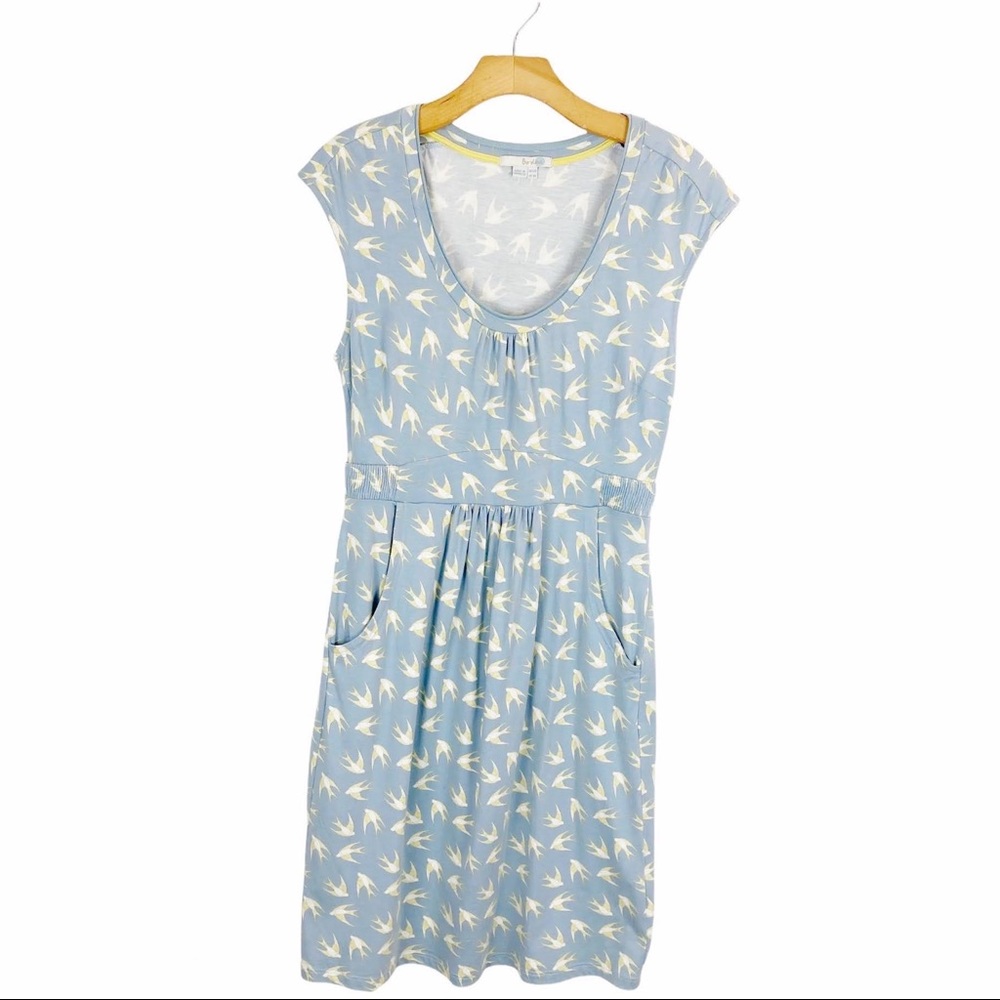 Boden Margot Jersey Knit Dress with Sparrow Print 8R
